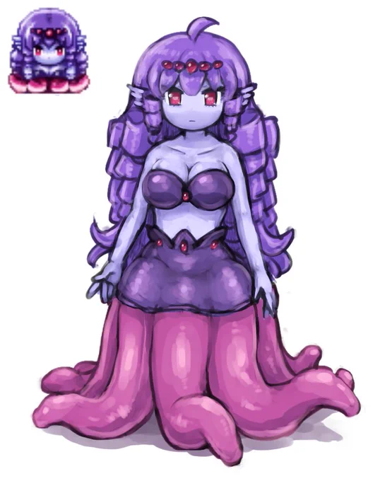 スキュラちゃん以前作ったなんちゃってドット絵の娘たまにスキュラ的な下半身触手キャラ描きたくなる病 