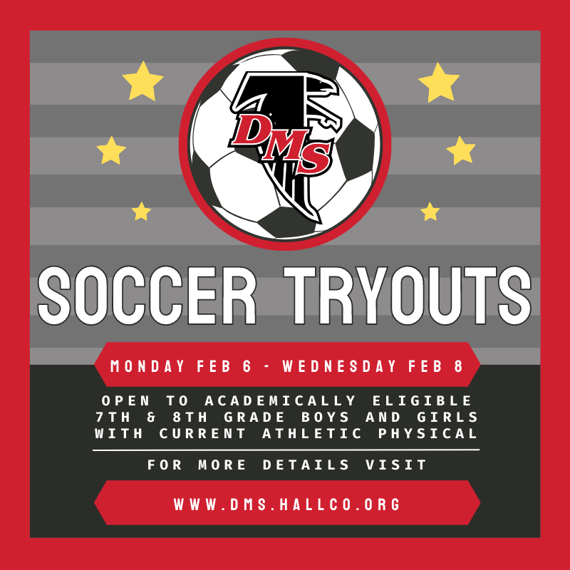Davis_Falcons's tweet image. Spring sports are starting up Feb 6th! 7th &amp;amp; 8th grade students interested in trying out for soccer or signing up for track should have current physicals and must be academically eligible. Both sports have forms due by Feb 3rd. Go to dms.hallco.org for more details.