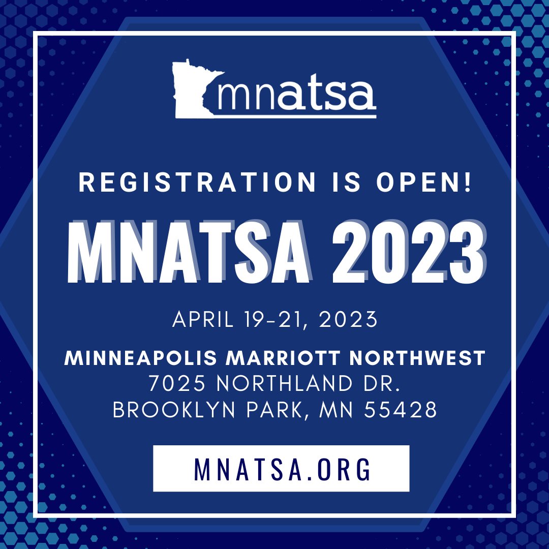 mn_atsa's tweet photo. We're back in person! 🌿 The 26th Annual MnATSA conference features 28 workshops, 3 keynote sessions, 12 pre-conference sessions, and before &amp; after-hour activities. REGISTER NOW at https://t.co/a722wpvOks

#MNATSA2023 #MNATSA #ATSA #2023Conference #Minnesota #MinnesotaEvents https://t.co/rGc6eU412k