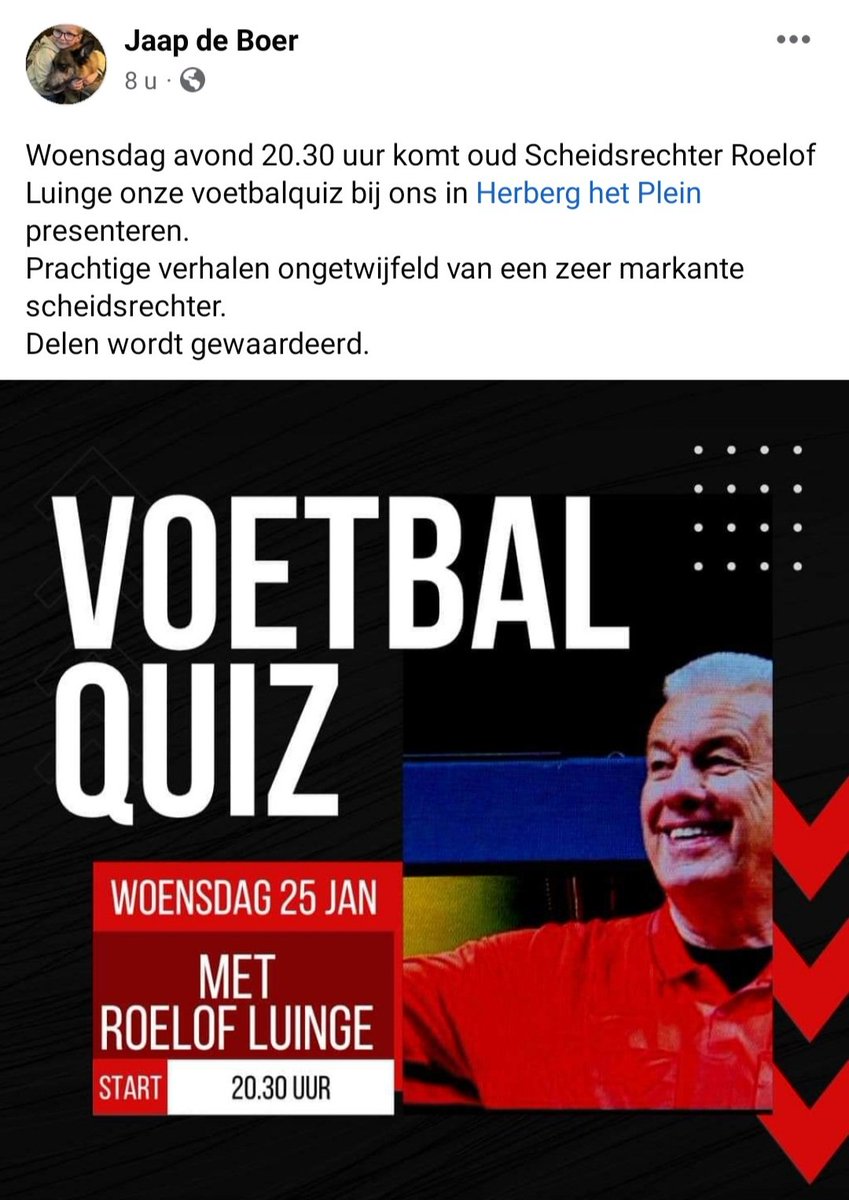 Riemenserik's tweet photo. Op verzoek van @JaapMeppel breng ik dit onder de aandacht. 

Ps @Erikjannn doet niet mee.

Locatie: @herberghetplein in Meppel, aanvang 20.30 uur.

#quiz #voetbal #luinge #meppel https://t.co/KgHcxOZu9L