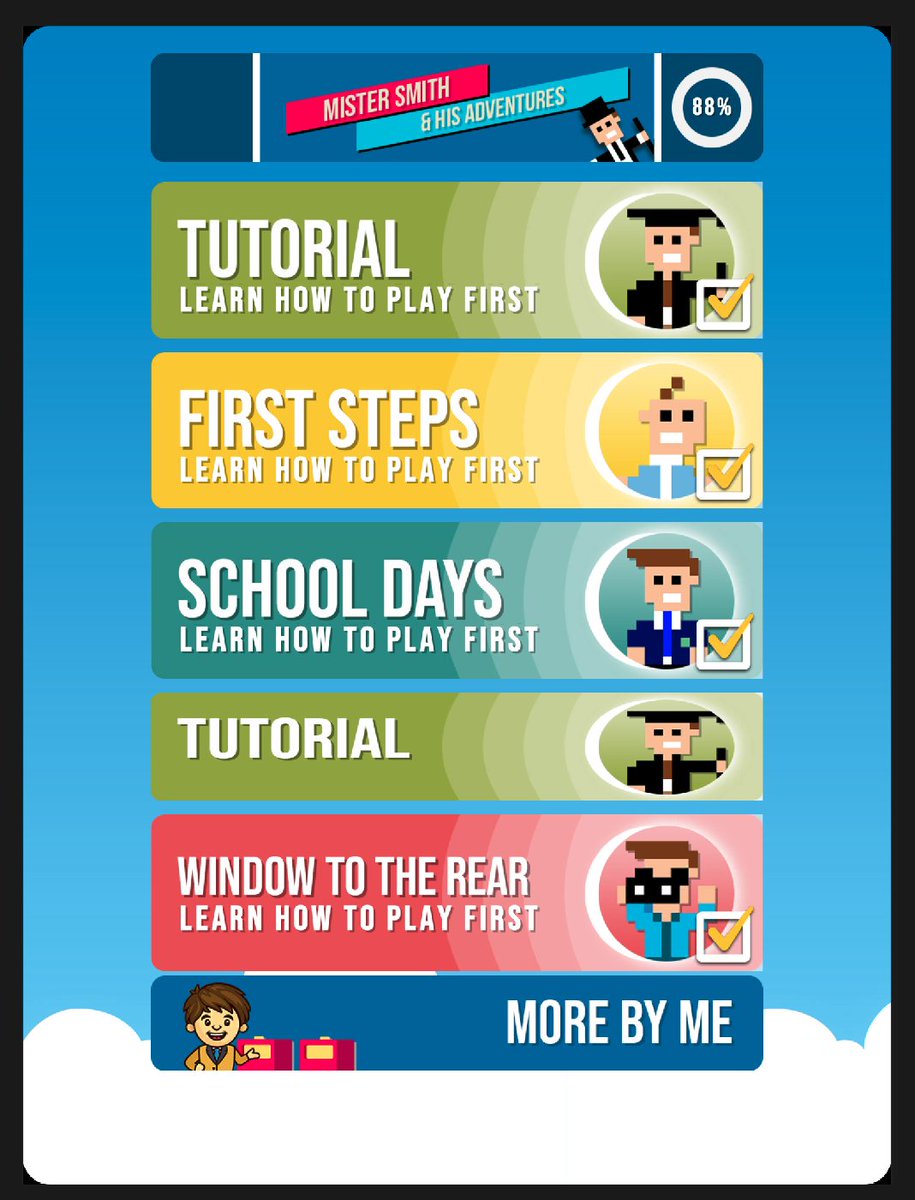 BrainBoxMobile's tweet image. I&apos;m quite happy the new Mister Smith menu redesign is going in the right direction 😝

#gamedev #gamedeveloper #madewithunity #unity2d #unity3d #indiedev #indiegame #IndieGameDev #mistersmith