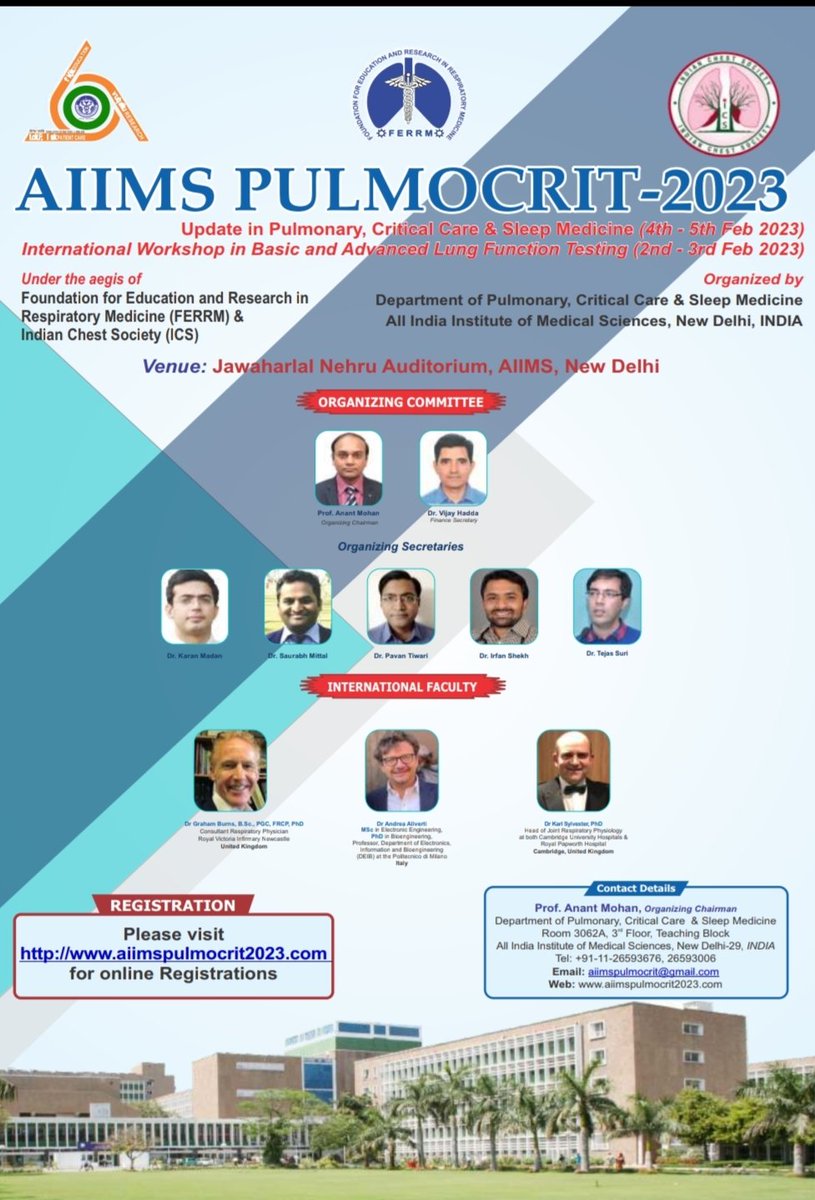 Excited for this event with such amazing speakers and topics. #MedTwitter #pulmtwitter #pulmonologist #aiims