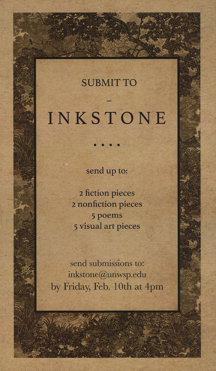 UNW_English's tweet photo. It's that time of year again.

Prepare to submit!

[To submit your work to Inkstone, that is . . .] https://t.co/CcWt6aW7oI