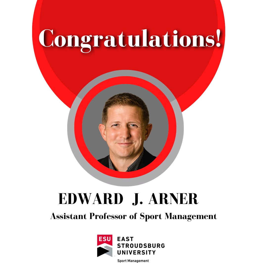 esusmgt's tweet photo. Congratulations Professor Edward J. Arner! He was promoted to a tenure-track Assistant Professor of Sport Management.
Thank you for all you do for our students and program! https://t.co/hKBm7Sf6MH