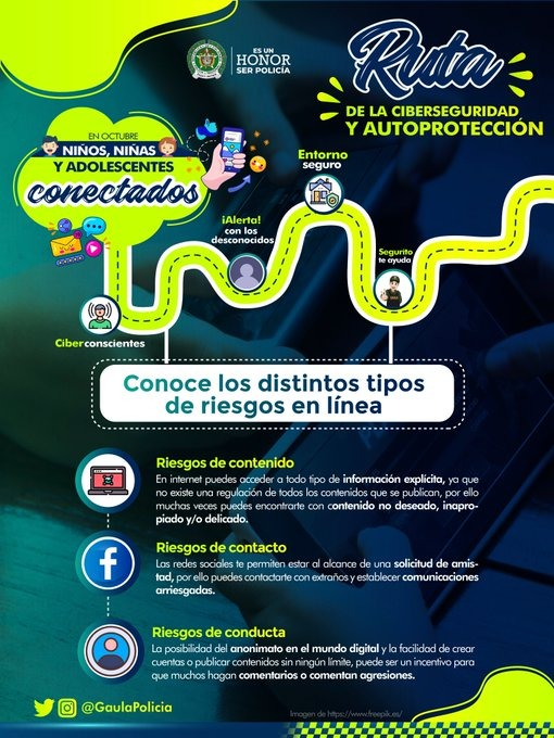 CaiVirtual's tweet photo. Invitamos a los padres, madres y cuidadores a sumarse a la #Ruta de la ciberseguridad y autoprotección, donde podrán encontrar recomendaciones sobre los #Riesgos en línea a los cuales se pueden enfrentar los niños, niñas y adolescentes. 
#CAIVirtual https://t.co/SEjS0ClRrZ