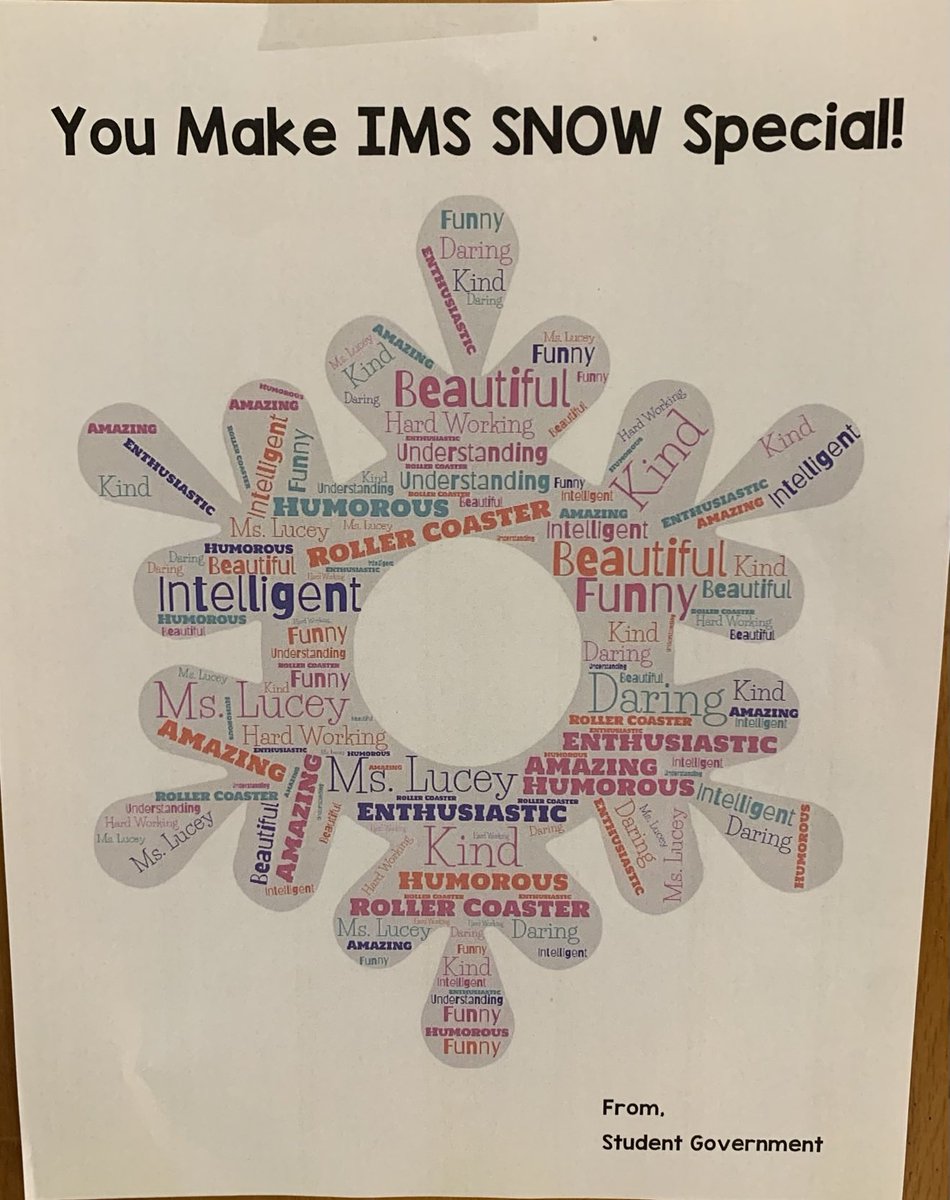 MintzJenn's tweet photo. This made my day!💕  Student government  made personalized snowflakes for each teacher in our building!  What an awesome way to start the day &amp; what an amazing place to work!  💜💛  Thank you Sara Comiskey &amp; Casey Fitzpatrick for organizing it!
⁦@IslipMS⁩  #isliprising https://t.co/pVEHrHCC8v