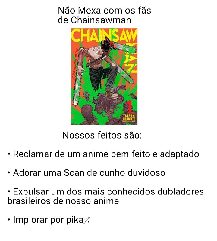 Os_Lamentaveis's tweet photo. Fala lamentaveis!!!

Hoje vamos ter o ep de veredito sobre a primeira temporada do anime de Chainsawman. E ai foi bom ou foi ruim? O que vcs acharam? Responde aqui que hoje no fujimas feira vamos ler a opinião da galera.
É as 21hs aqui mesmo nesse perfil. Nos vemos la. https://t.co/gWQ6ZBJlXl