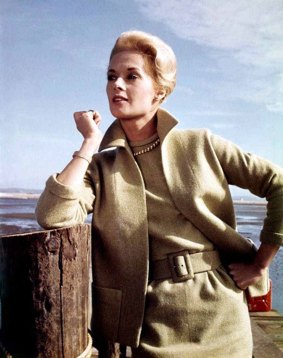 Happy Tippi Hedren s birthday to all who celebrate (how I adore the iconic Edith Head designed eau de nil suit) 