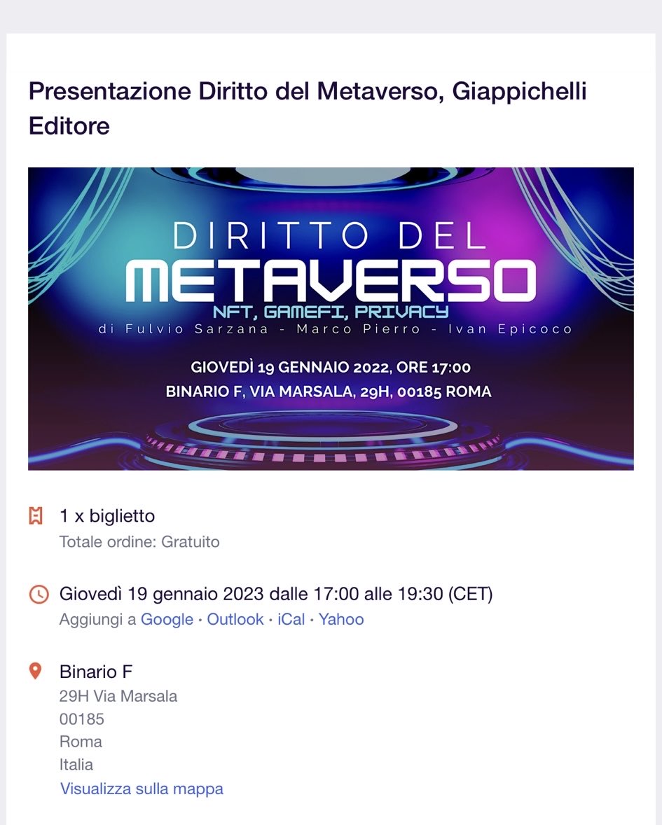 The Metaverse stroller is back on track! Today live from ⁦@Meta⁩ ‘s #BinarioF in Rome I present the book by ⁦@fulviosarzana⁩ et al ☺️
