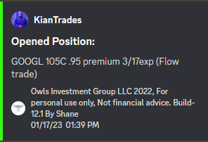 kiantrades's tweet photo. I took profits on these $GOOGL calls but man oh man working nicely from that #flowdak flow https://t.co/FatZXlm0Xp