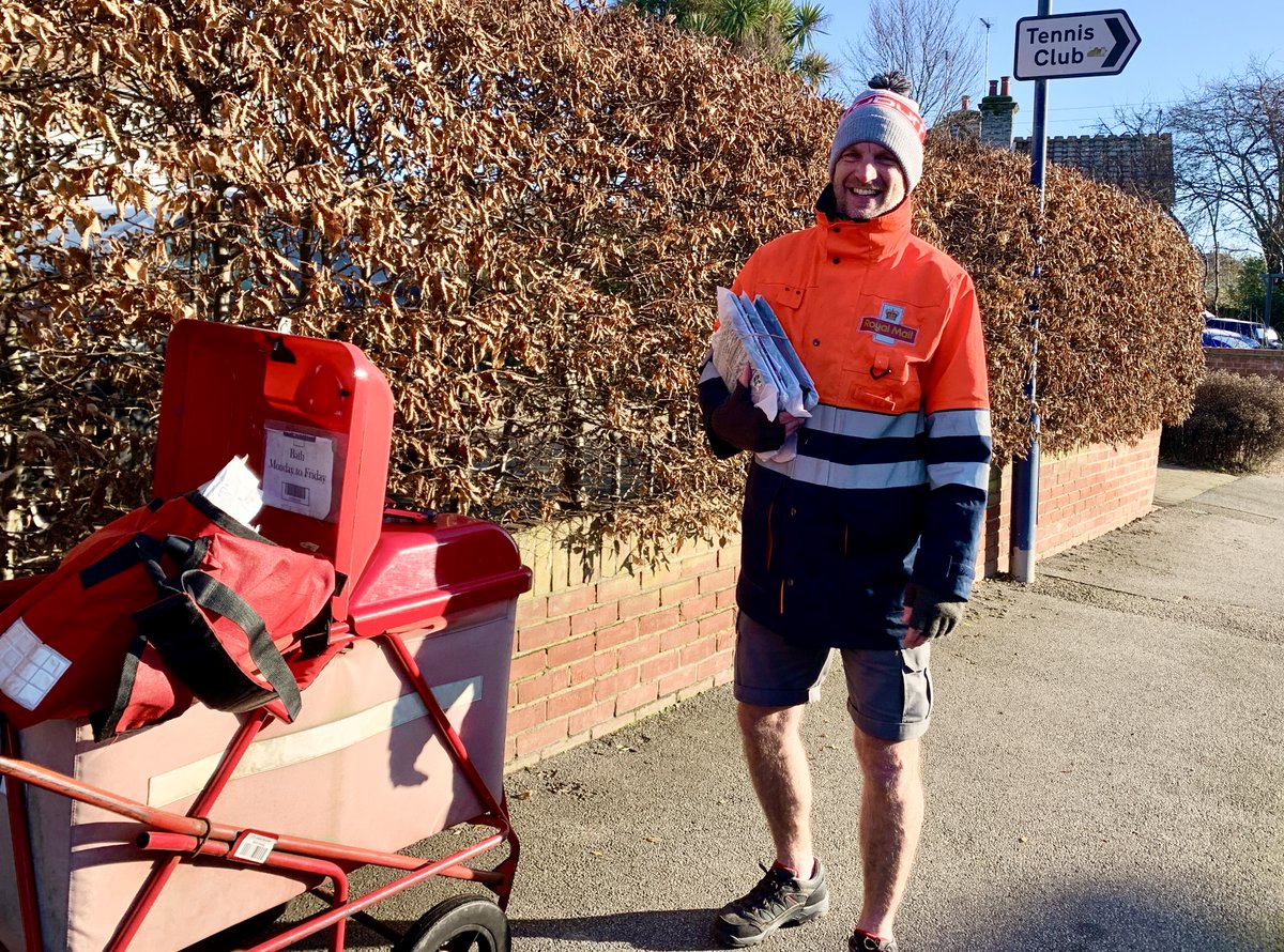 Are our wonderful @postoffice workers tested for resilience? Here's Danny, in shorts, on the streets of Felixstowe, delivering letters, packages and cheer. #LoveFelixstowe #FelixstowePosties