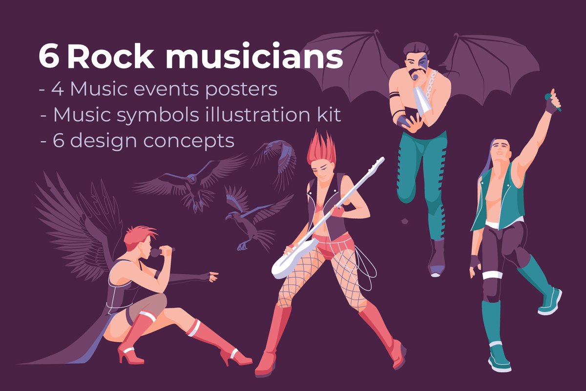 AgafonovaMarii1's tweet photo. Vector characters of rock musicians.
 Heavy metal, grunge, glam rock, black metal.
Available on Creative Market.
https://t.co/6dDHfbJEWs
#vectorart #vectorstock #stock #illustration #forsale #musicians #music #caharcters #forapp #forprint #Forweb #formedia #design #rock #metal https://t.co/ATaxcVKtSs
