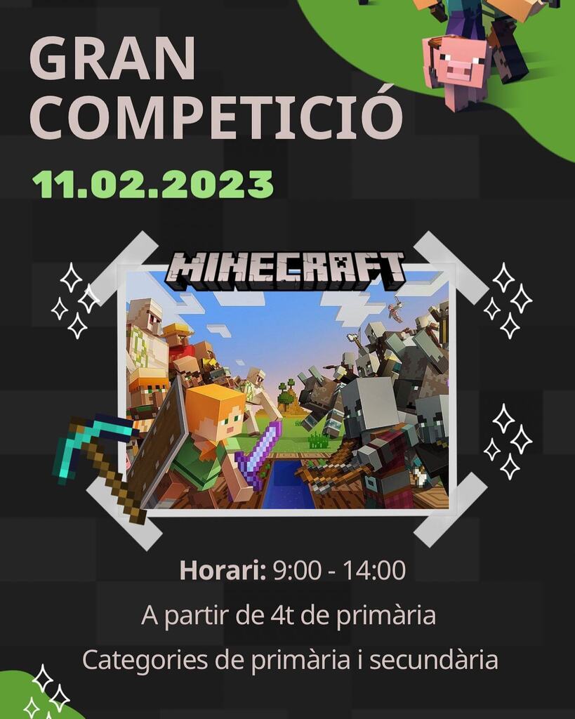 clautic's tweet photo. Bona tarda! 

Organitzem, un any més, la ja tradicional Competició de Minecraft. 
Serà un sol dia al matí i tindrem 2 espais, un de competició i un d’entrenament i visualització. 

Inscripcions aquí: https://t.co/nuqJSUMuJ9 ( a la bio també).

Qualsevol… https://t.co/NdDjEgjYBY https://t.co/zd2hsvRCrc