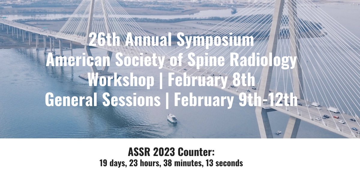 There's still time to register for #ASSR23 in Charleston, SC!
Hands-On Workshop on 2/8
General Sessions 2/9-2/12

Register at: trifecta.regfox.com/assr-2023

FREE registration for #medstudents, #radres, & #radfellows! 

#NeuroRad #SpineRad #MSKrad