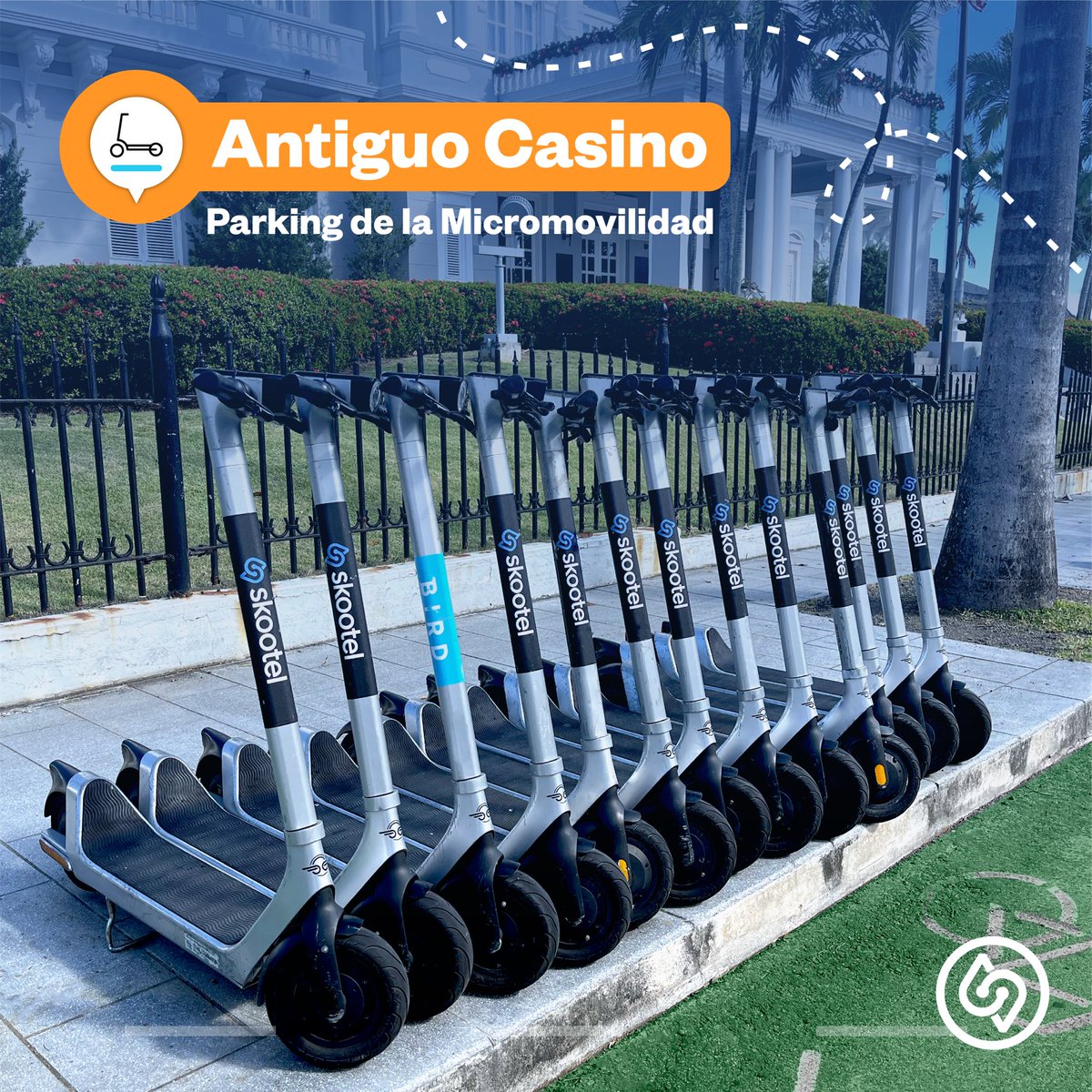 ¿Piensas usar nuestros #skootels para llegar a las #SanSe2023? 

📍El Antiguo Casino será el parking de la micromovilidad 🛴