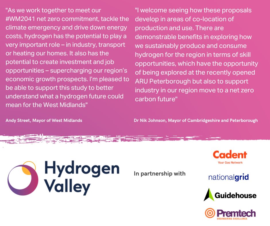 We’re excited to launch a new study in partnership with <a href="/nationalgrid/">National Grid</a> to kickstart the hydrogen economy in the West Mids and the East of England. The study will investigate the role of hydrogen in the future energy mix across a number of sectors 👉 tinyurl.com/bdh7xthy