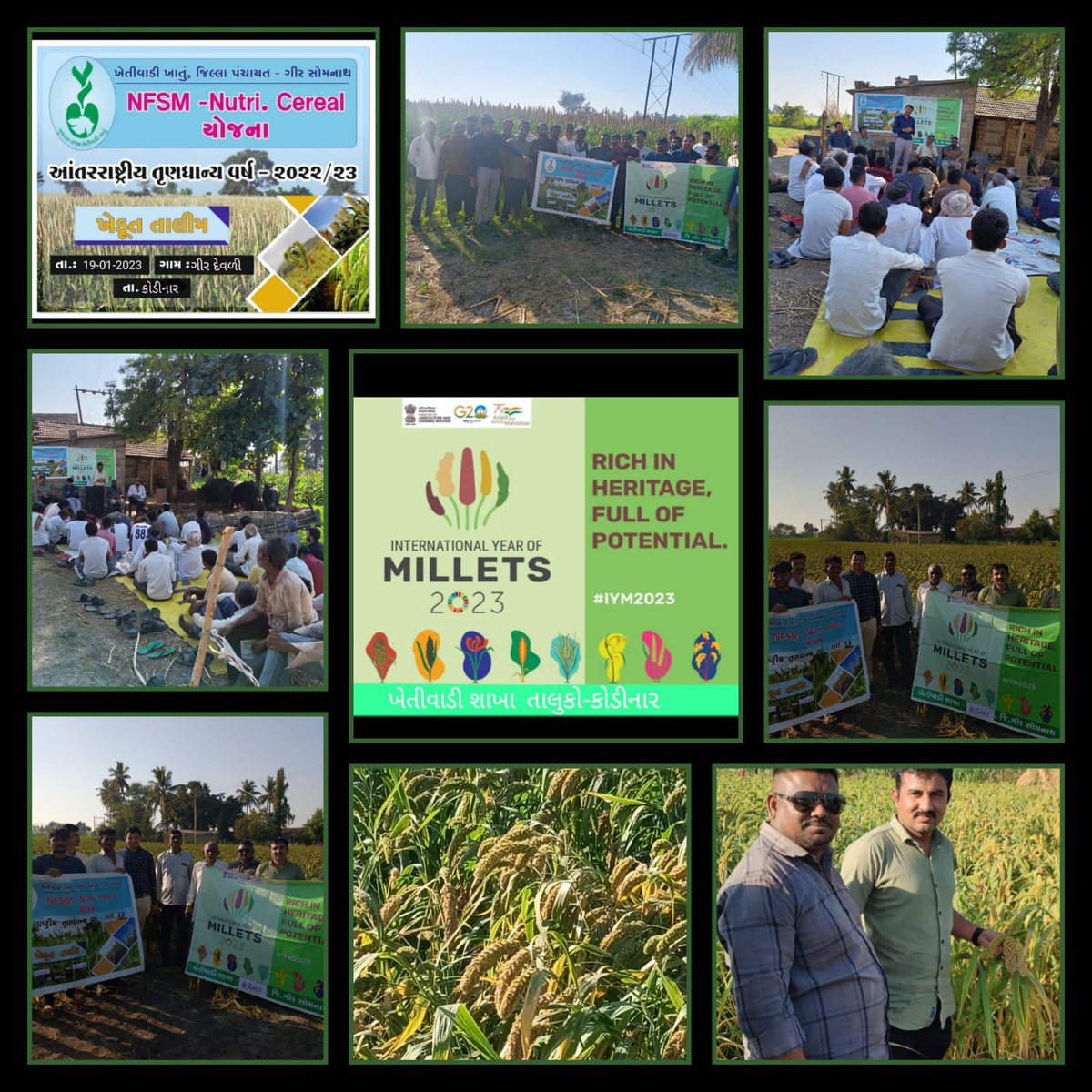 gs_girsomnath's tweet photo. NFSM nutri cereal યોજના અને 2022-23 આંતરરાષ્ટ્રીય તૃણ धान्य પાકો (international millet year) અંતર્ગત ખેતી વાડી શાખા દ્વારા કોડીનાર તાલુકાના અરણેજ અને ગીર દેવળી ગામે તાલીમ યોજવામાં આવી અને ખેડૂતોને માર્ગદર્શન આપવામાં આવ્યું.
@CMOGuj
@DdoGirsomnath 
@GujAgriDept 
@Guj_Gramsevak https://t.co/HBneeF4ptu