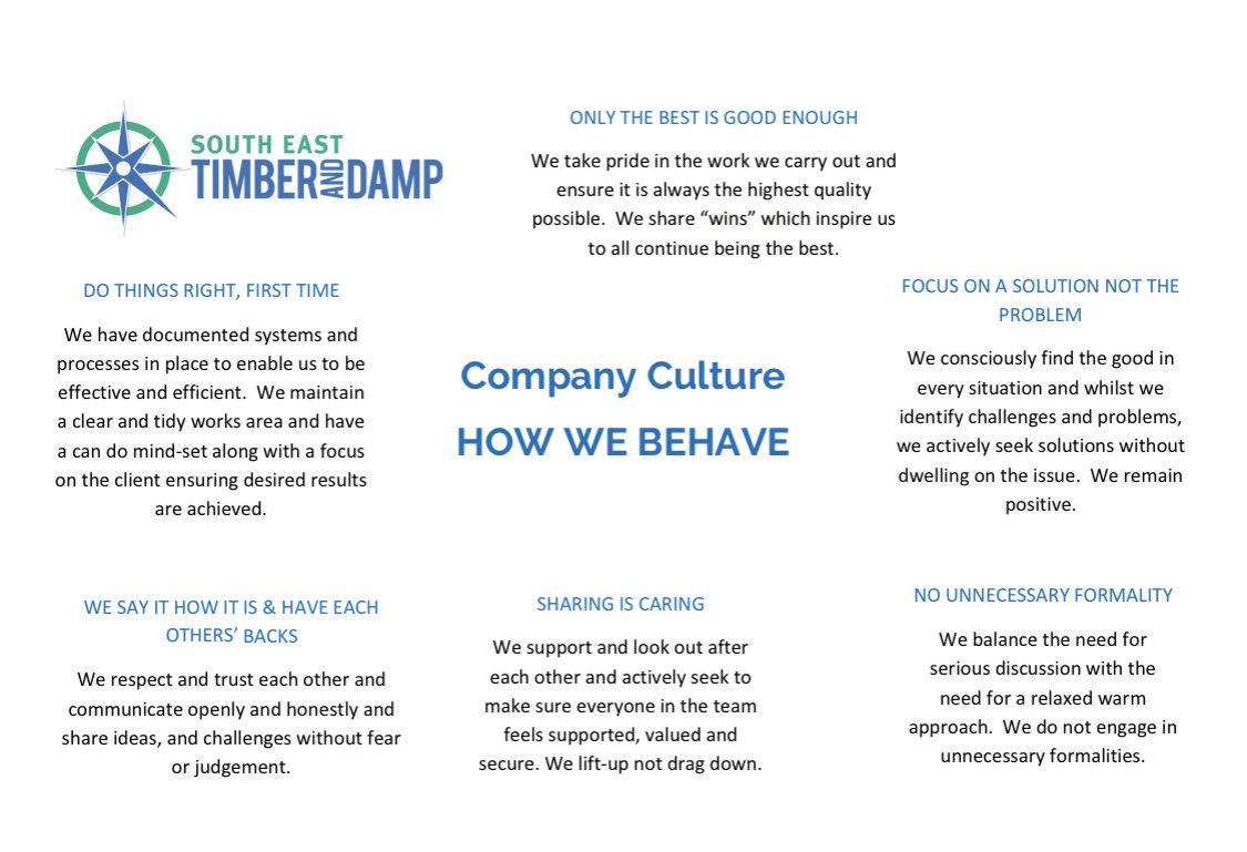 Many years ago we created our values.  This makes up our company culture, we share and uphold this regularly.  #values #SME #team #culture #business