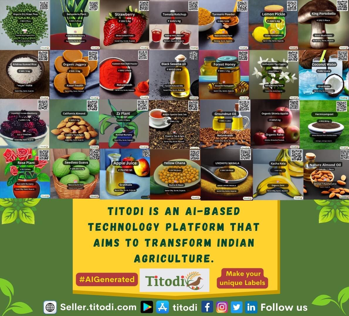 Chintan_P's tweet photo. Titodi is an AI-based technology platform that aims to transform Indian agriculture.
.
We are using "Artificial Intelligence" technology to create amazing labels for your products.
.
#titodi #AI #artificialintelligence #ai #MachineLearning #AIart https://t.co/UNrgOU5baE