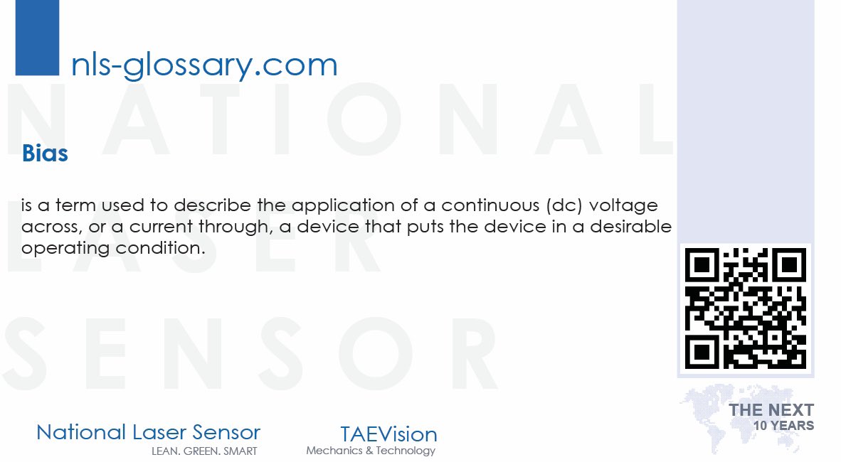 GlossaryNls's tweet image. #Bias
is a term used to describe the application of a continuous (dc) voltage across, or a current through, a device that puts the device in a desirable operating condition
#TechnicalGlossary #sensorintelligence #sensortechnology #Sensors #SensorPeople #Innovations #i_sensor