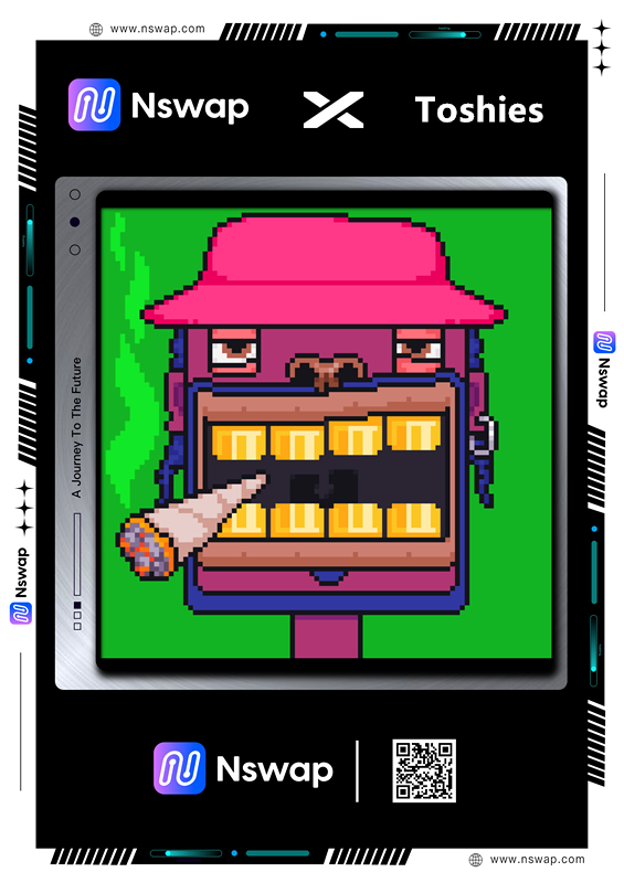 🎉Nswap x Toshies🎉

<a href="/ToshiesByChuck/">Toshies</a> has offered WL to Nswap community

by legendary pixelartist <a href="/chuckch99/">chuckchee</a>
Exclusive partnership with <a href="/opensea/">OpenSea</a>

You can now win WL by joining in our "Lucky"👇,
 good luck to you all! 🍀🏆
nswap.com/raffles/detail…

#NFT #Giveaways