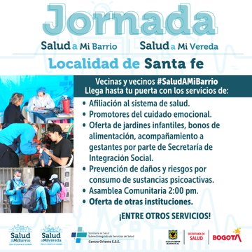 Jornada gratuita de salud en localidad de Santa Fe, sábado 21 de enero |  Bogota.gov.co