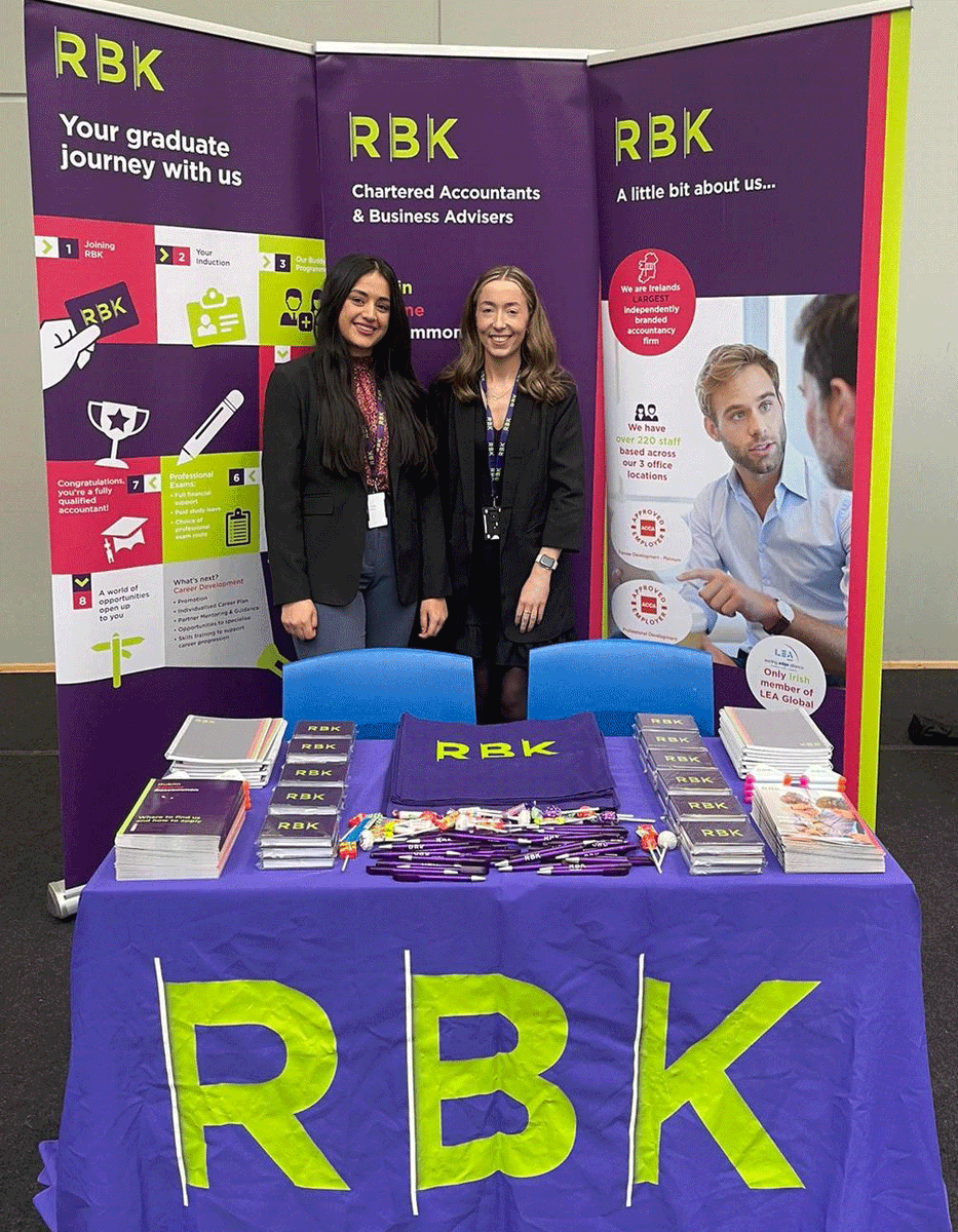 RBKCA's tweet photo. It was great to get out today to meet with students in @ccathlone to discuss a career in Accountancy. Thanks to Yasmin Biriah and Kellyanne Bohan from #TeamRBK who attended the Careers Fair and spoke with students about RBK's Graduate Programme and it's range of benefits. https://t.co/qCLPZKwF5X