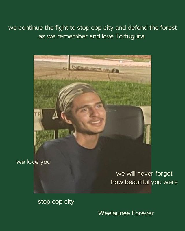 This is the protester who was killed by Georgia State Patrol yesterday morning. Thanks to Tortuguita's community for publishing this. Don't let the police demonize the people they kill.