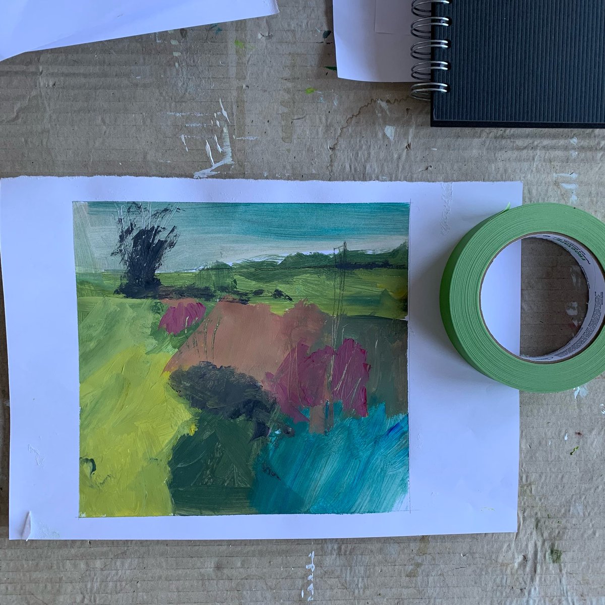 Colour notes. The first of a few little sketches on paper inspired by the shapes and colours of the local landscape in early January
#sketch
#landscapepainting 
#abstractlandscape 
#britishlandscape 
#winter 
#wintercolours 
#shapes
#colourandform 
#contemporaryart