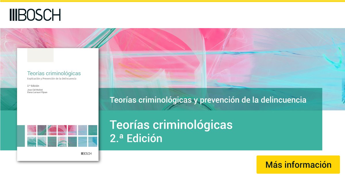 Nos complace anunciar que ya está disponible la 2ª edición del manual "Teorías Criminológicas" escrito por los Prof. José Cid y Elena Larrauri 📕  Esperamos que resulte de interés para estudiantes, expertos e investigadores!
Disponible en 👇:   bit.ly/3GMaVYy