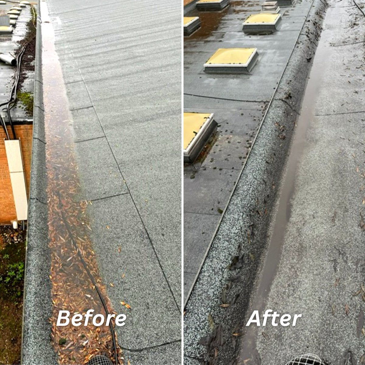 CleanItUK_Group's tweet photo. Removed and disposed of moss, vegetation and leaves from flat roof area and perimeter gutters at Stockton 6th Form Campus. 

Blocked gutters, gullies and downpipes prevent free flowing water which can lead to all types of leaks and water damage in to your property.

(1) https://t.co/aF1g13WpvS