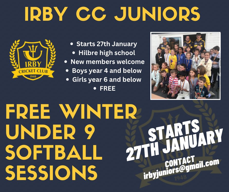 IrbyCC's tweet photo. Does your child fancy an exciting new opportunity?

For FREE, we’ll be hosting Under 9 Softball sessions beginning on the 27th January! 

Want to get your child involved? Fire over an email for more details and to register!

#irby #wirral #cricket #cricketclub #opportunity https://t.co/B5PQEJCFmS