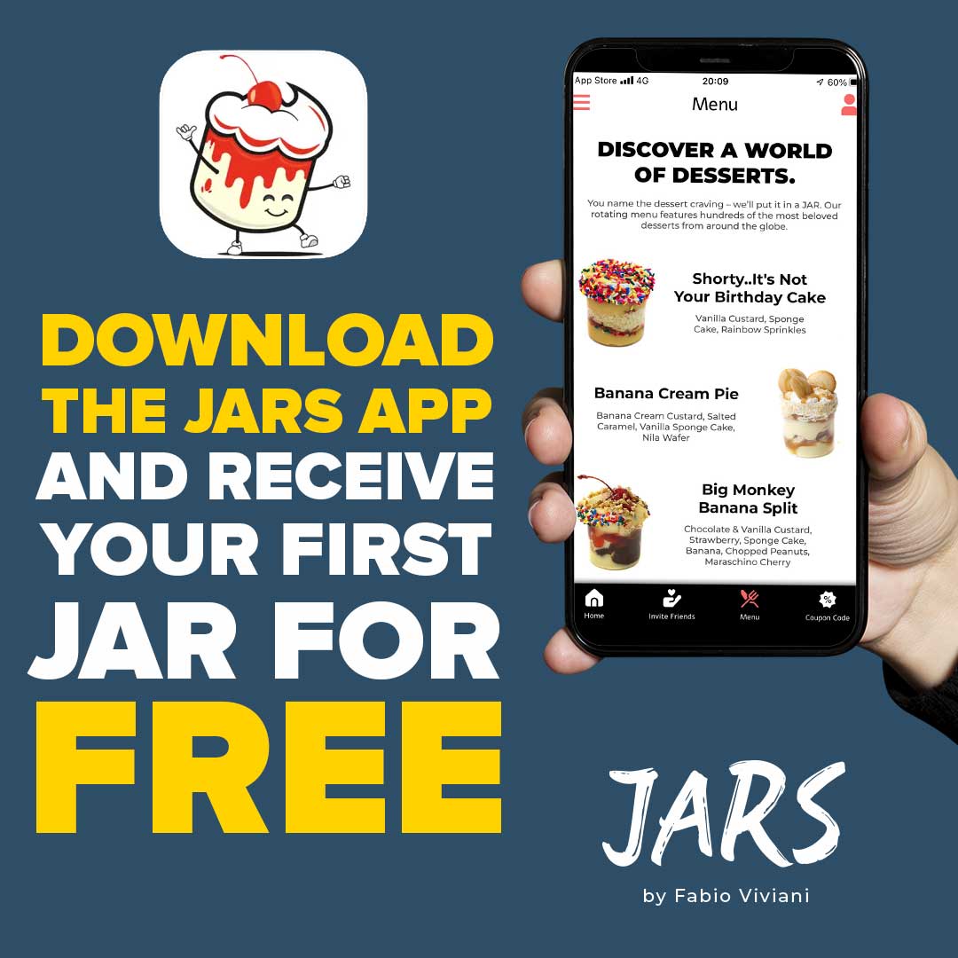 JARSByFabio's tweet photo. 💥 Who wants a FREE JAR?! 💥

📲 Download the JARS App at https://t.co/uwh4w4DE92 and receive your first JAR for FREE!

Our first location is opening next month in Chicago's West Loop and we cannot wait to meet you all!

#JARS #FabioViviani #DessertsYOUDeserve #Chicago #WestLoop https://t.co/M6LqDpsf98
