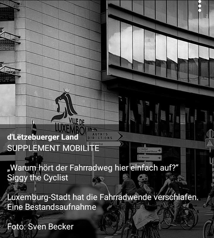 "Warum hört der Fahrradweg hier einfach auf?"

Muer an der Mobiliteitsbeilag vum <a href="/Letzland/">d'Lëtzebuerger Land</a>
