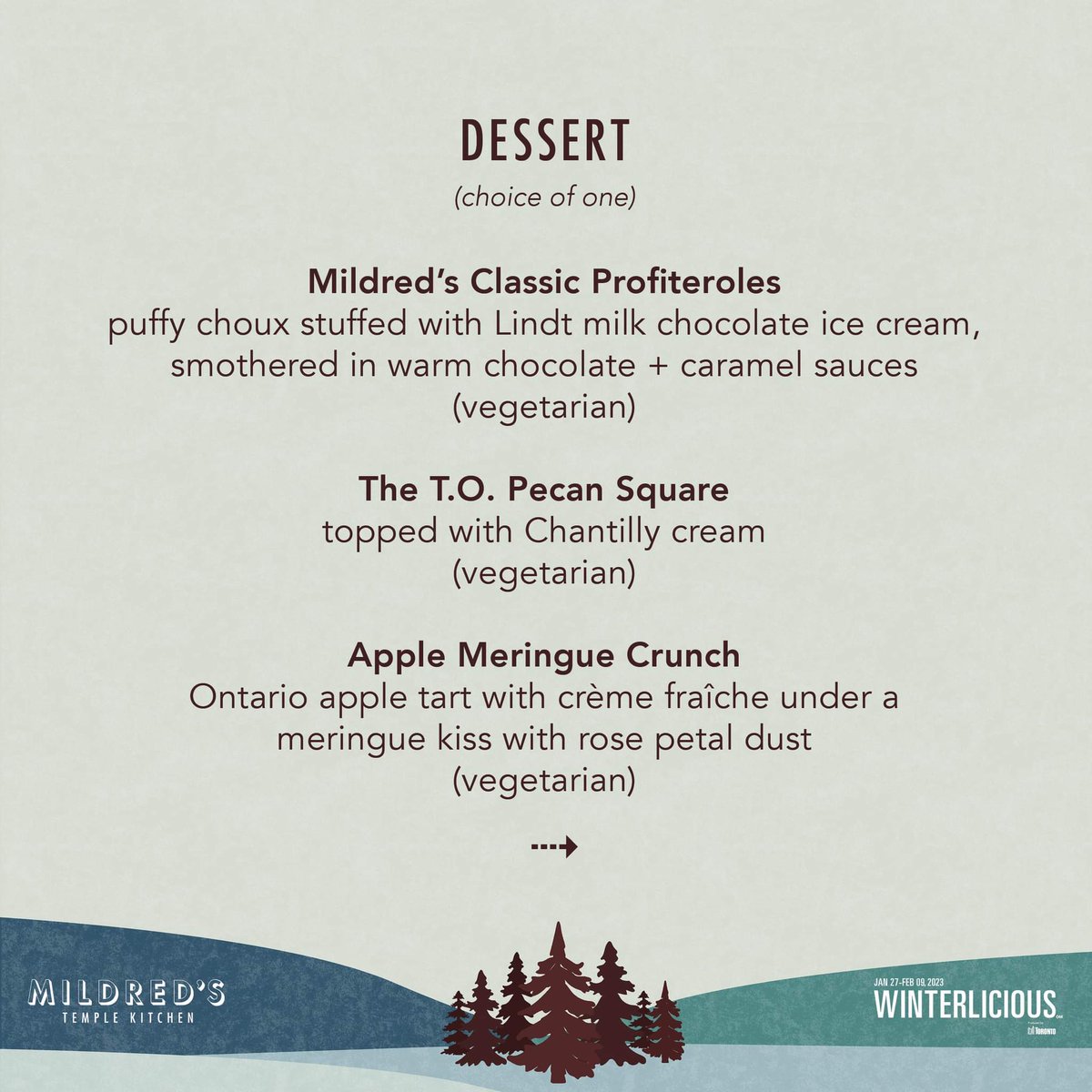 Mildred (@mildredstemple) on Twitter photo Book your <a href="/LiciousTO/">Winterlicious/Summerlicious</a> Dinner reservations with Mildred before it's too late! Check out our $45 Prix Fixe Menu filled with Mildred's classics. Make your reservation here: bit.ly/3ZKTVup
Pst - Book a table + receive a 
20% discount for purchases 
at Mildred’s Pantry! Book your <a href="/LiciousTO/">Winterlicious/Summerlicious</a> Dinner reservations with Mildred before it's too late! Check out our $45 Prix Fixe Menu filled with Mildred's classics. Make your reservation here: bit.ly/3ZKTVup
Pst - Book a table + receive a 
20% discount for purchases 
at Mildred’s Pantry!