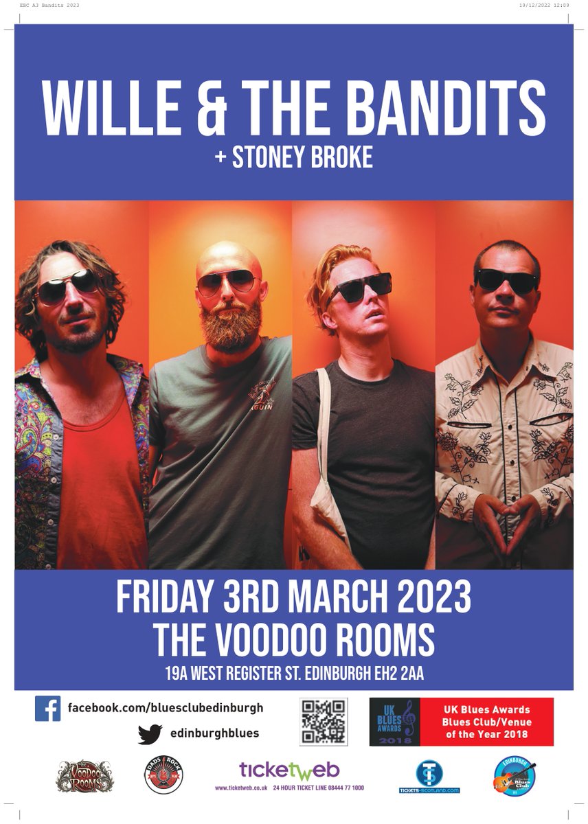 After smashing the support for Samantha Fish at The Queen's Hall last October, Wille & The Bandits return to Edinburgh on the 3rd March as part of their UK tour.