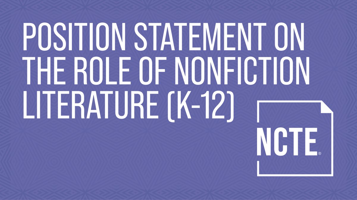Teachers! Librarians! Writers! Parents! @ncte has adopted a Nonfiction Statement. This is a game changer because #KidsLoveNonfiction tinyurl.com/3kkcxx67 #WritingCommunity @SteamTeamBooks #amreading #amwriting #nonfiction