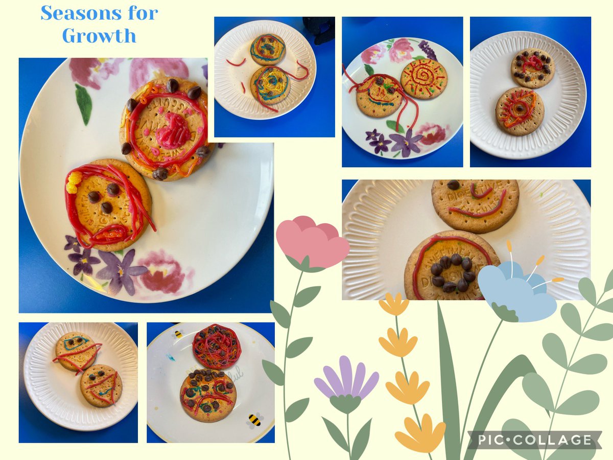 Today was our @SfGScotland #SeasonsForGrowth celebration session! 

Some of our adults came to help us celebrate as we told them about our journey through the seasons 🍂🌱🌻❄️ 

We also chose to decorate biscuits - here are our creations! #OutstandingLearning #PromotingSuccess