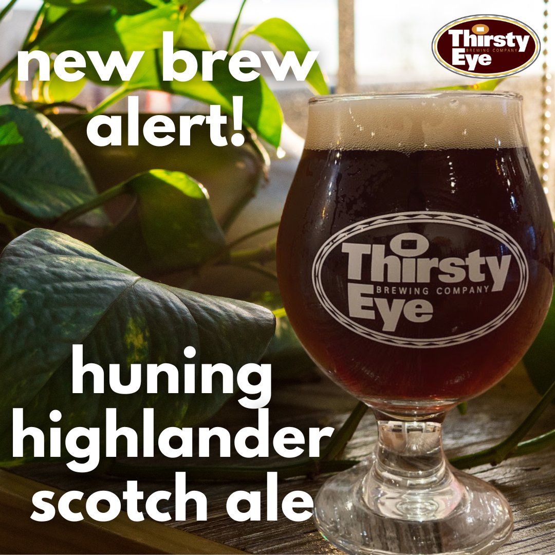 New Brew Alert! Our Huning Highlander Scotch Ale is back! This beer is a love letter to our historic neighborhood. Golden Promise malt is the star with just a dash of aromatic malt and roasted barley for notes of caramel sweetness, toffee, and figs. Best savored in sips!