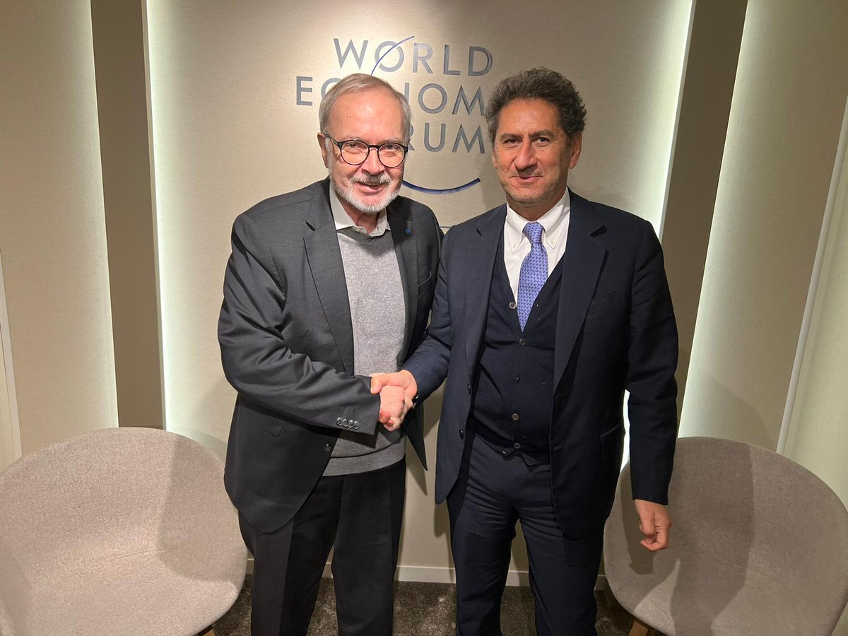 flacamera's tweet photo. Delighted to meet @EIB President @wernerhoyer in #Davos. 

We discussed how @IRENA &amp; #EIB can work together to bolster the #energytransition around the world through investment in pursuit of sustainable development. https://t.co/eLoBFBezng