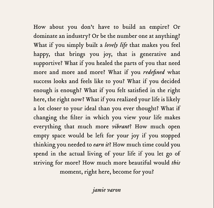 amypackham15's tweet photo. "What if you simply built a lovely life that makes you feel happy, that brings you joy."

@jamievaron's words, hitting the spot. 💥 https://t.co/X3pS7sYmnm