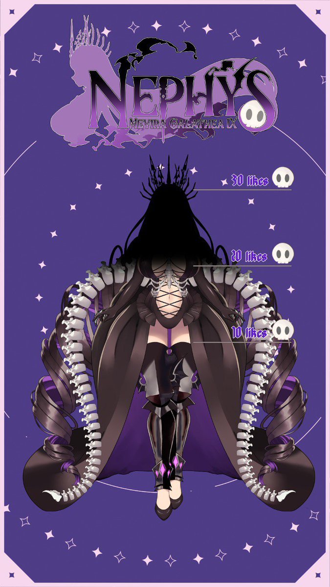 Consolidating the likes on both Twitter and YouTube, we have a 20+ likes so another reveal!!! Just a little more, aren't you curious? 🖤

Artist: <a href="/Rin9_potato/">Rin9 • Commission Open</a> 
Bg: Okumono 

#Vtuber #VTuberEN