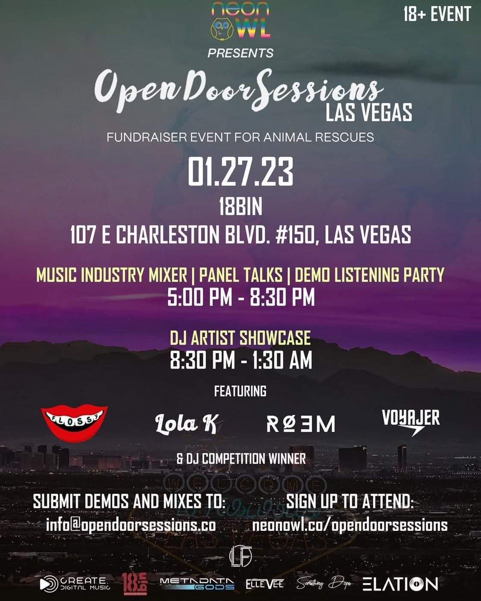 metadatagods's tweet photo. ⚫️🟣⚪️ 1.27.23 5p -8:30p LAS VEGAS📍 @NeonOwlCo🦉 OPEN DOOR SESSIONS {collaboration} with #lastfriday @metadatagods @createdigmanpub MIXER • PANEL • DEMO LISTENING PARTY 🔌

https://t.co/TA95rn7jjO

#neonowl #MetadataGods #CREATEDigitalMusic #lastfriday #opendoorsessions https://t.co/Edx1xzJvgl