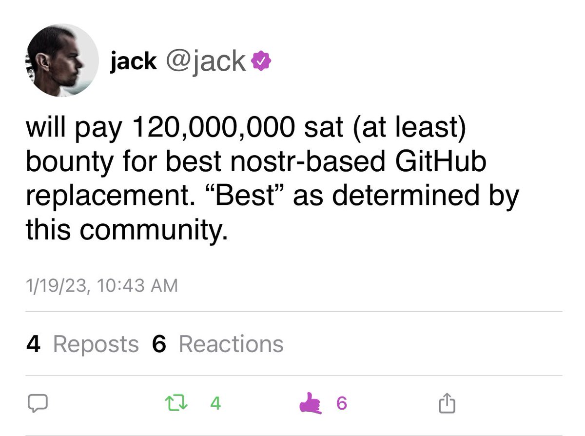 Nostr_Ostrich's tweet image. 120,000,000 sat (1.2 #bitcoin) bounty offered by @jack for best #nostr-based GitHub replacement 👀