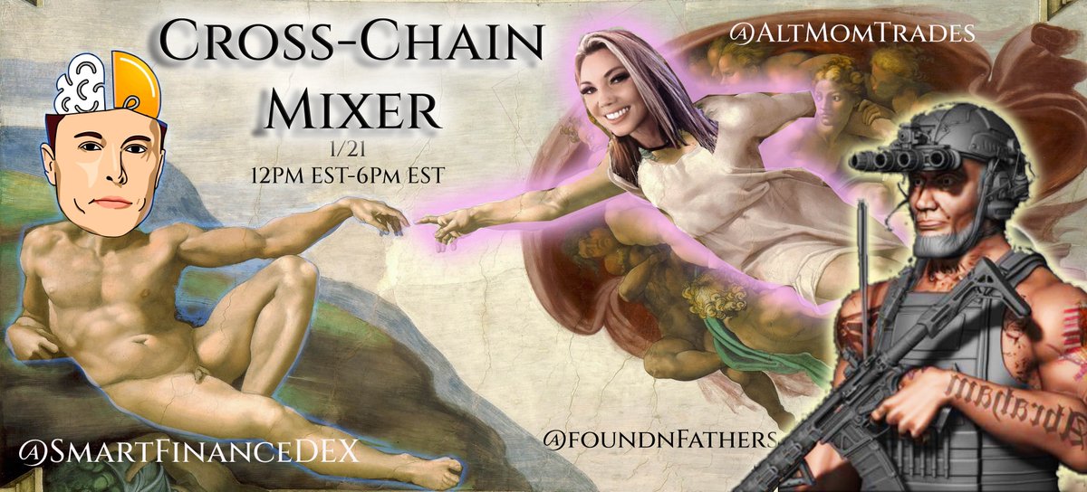 SmartFinanceDex's tweet photo. https://t.co/ygFGoRJFt4
Don't Forget to set your Reminder! Major Giveaways! 

Do you have a Project?
LAST MINUTE SPEAKER REGISTRATION?
REACH OUT VIA DM TODAY 

Hosts @FoundnFathers @AltMomTrades &amp; @SmartFinanceDex 

Mega Cross-Chain Space! 
Saturday 1/21/2023
12 PM EST - 6Pm EST https://t.co/1Xz6vgWi05