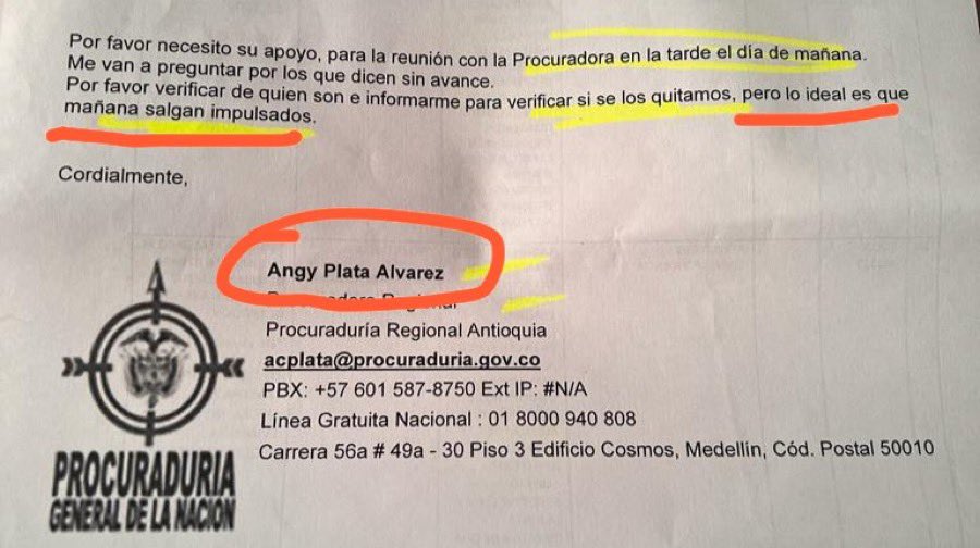 JuanCaUpeguiV's tweet photo. ¡Atención! Salen a la luz comprometedores correos de la Procuraduría en los que se ordena con urgencia impulsar investigaciones y perseguir al Alcalde de Medellín @QuinteroCalle. El narcouribismo hará lo que sea para recuperar el poder. https://t.co/v7Sl61ZWGK