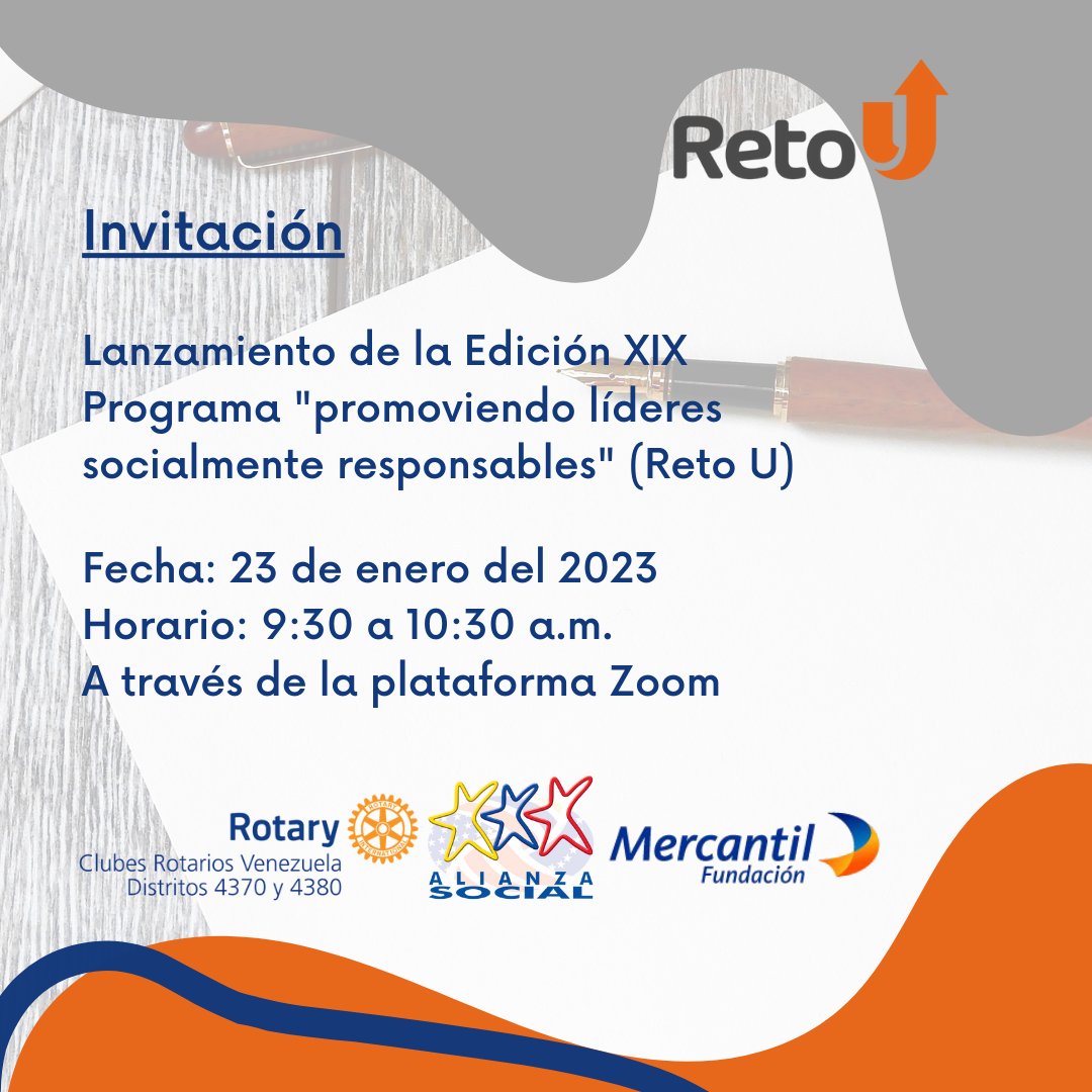 elRetoU's tweet photo. ¡Esperamos que asistas!

Escríbenos al DM en Instagram https://t.co/QGZ1U3Zvox indicándonos tu nombre, apellido y correo electrónico para enviarte las coordenadas. https://t.co/NsILRLmi9I