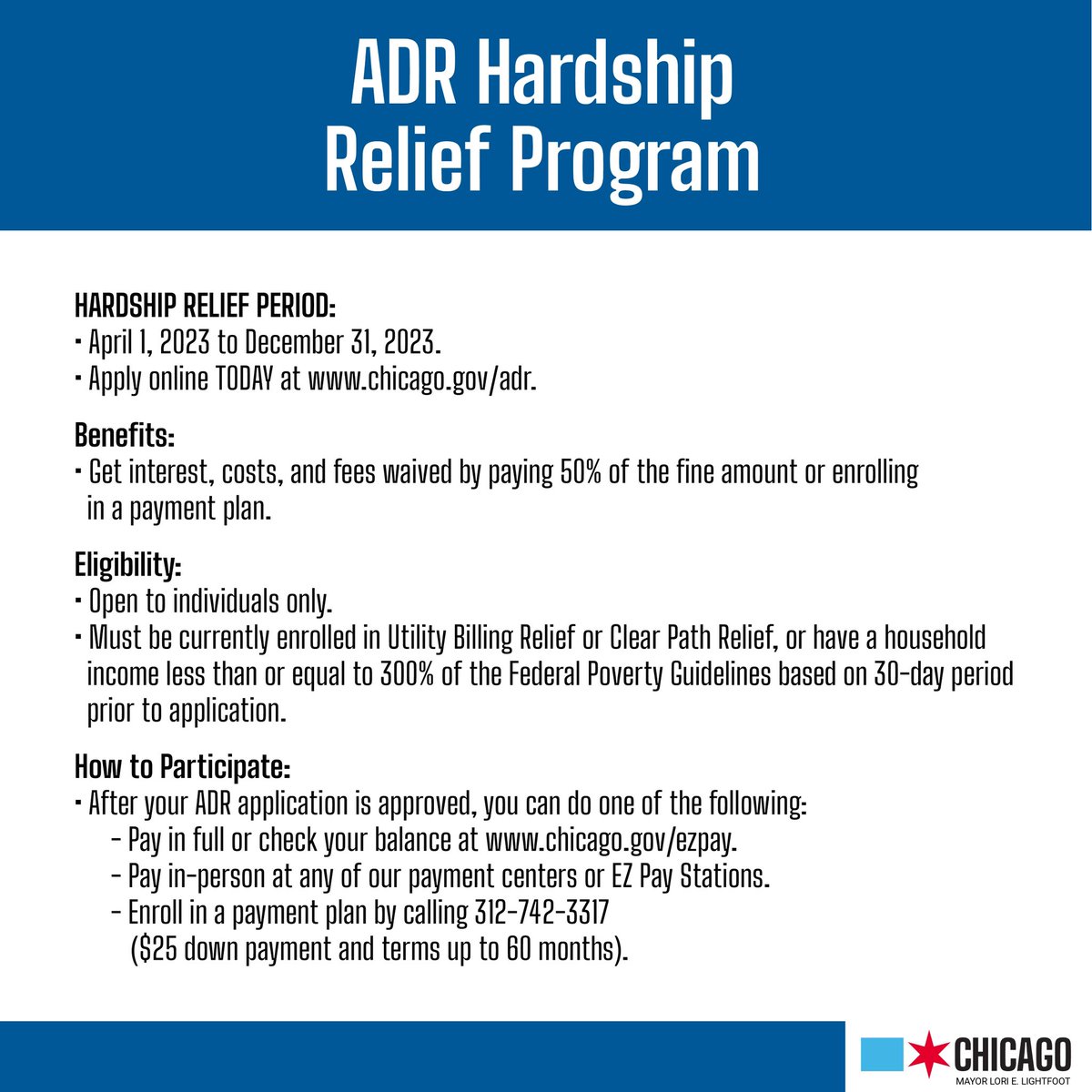 Mayor Lori E. Lightfoot on Twitter "The Administrative Debt Relief (ADR) Program will provide