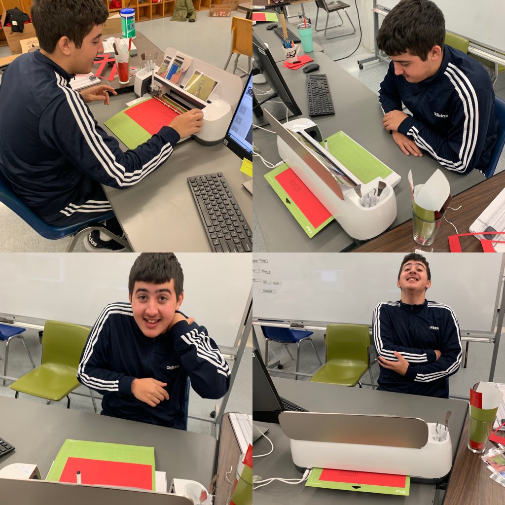 MHS_PreVoc's tweet photo. Using our Cricut to make Valentine’s Day cards. Following a model to make PB&J sandwiches! #lifeskills #crafting #pbandj #prevocrocks https://t.co/LSJOxdKRDi