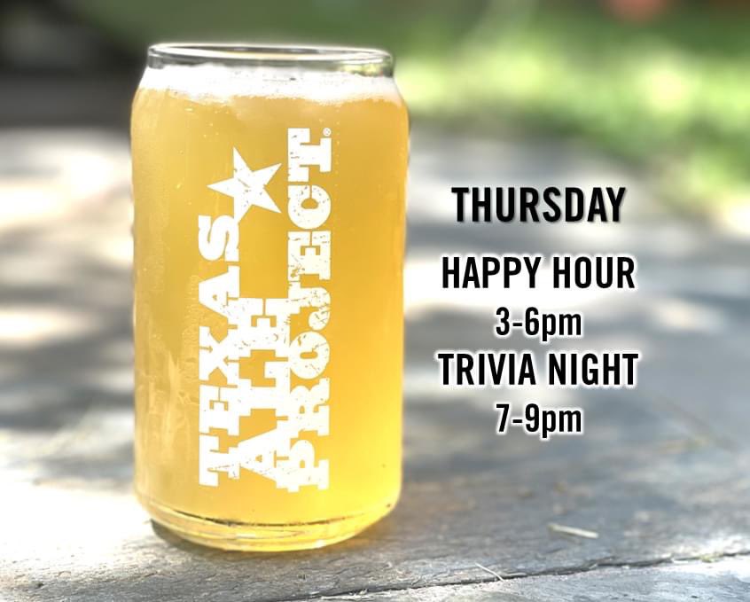 TexasAleProject's tweet photo. It's Thursday, who's thirsty? We definitely are!
Celebrate the weekend early and stop by for happy hour, come for trivia or do both! We're waiting for you.
#thirstythursday #happyhour #trivianight #beerwithfriends #drinklocal #thinktexasdrinktexas #designdistrict https://t.co/8AdJmISrbO